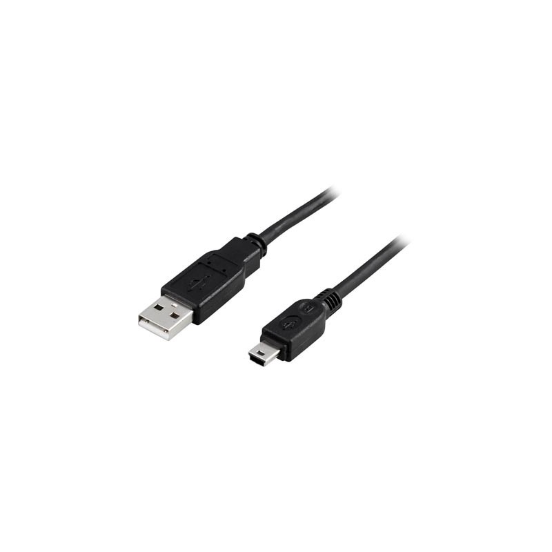 Kaapeli USB 2.0 A uros - mini B uros, 1m, musta