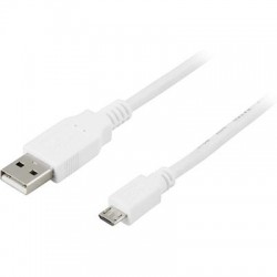 Kaapeli USB 2.0 A uros - micro B uros, 1m, valkoinen