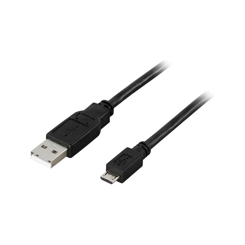 Kaapeli USB 2.0 A uros - micro B uros, 2m, musta
